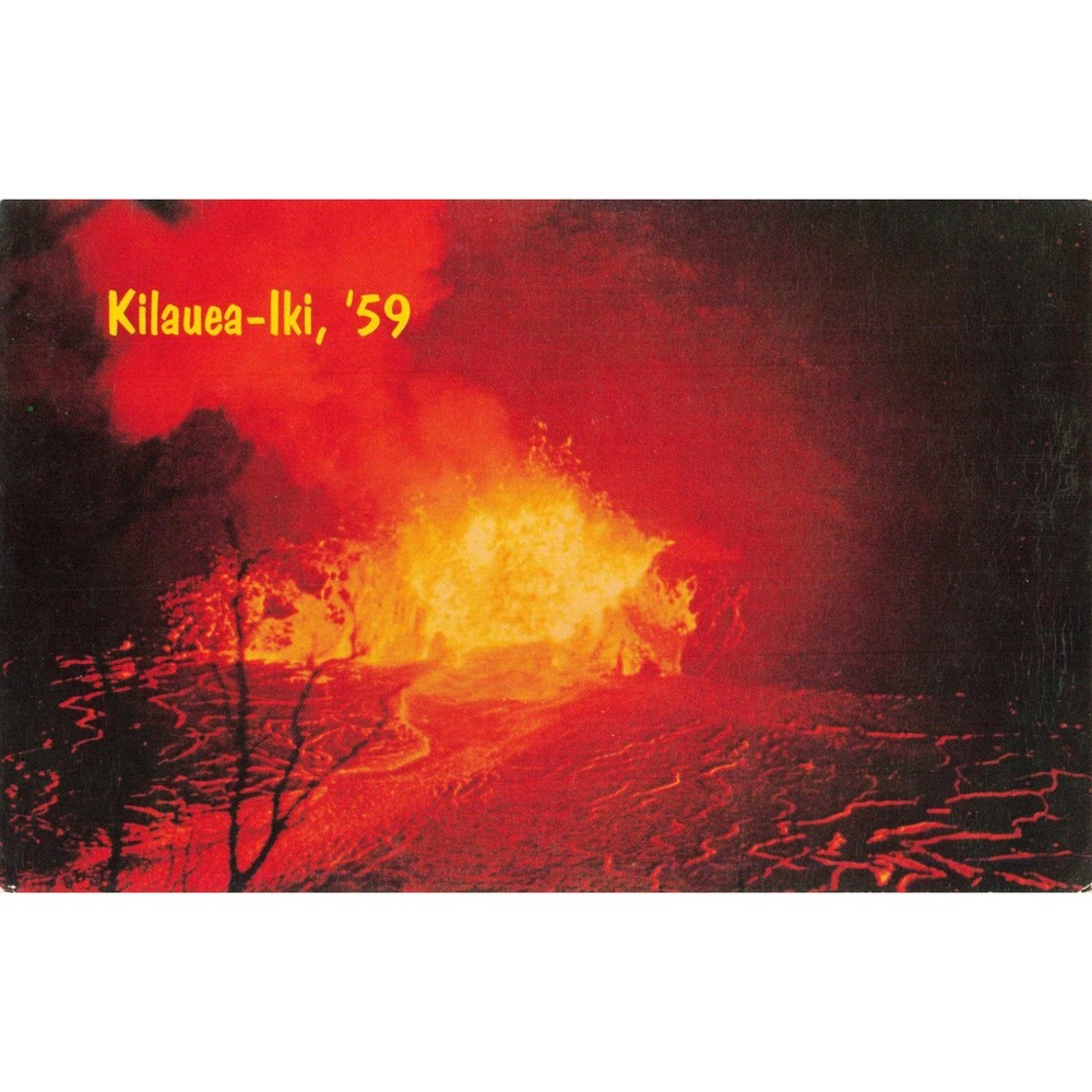 Vintage 1959 Kilauea-Iki Eruption Hawaii Color Card Mike Roberts Postcard C9874
